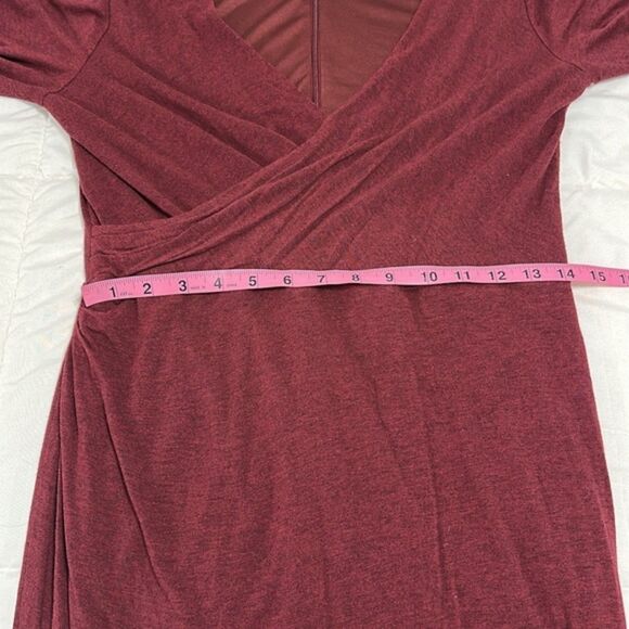 Ann Taylor Loft Cross Front Dress Stretchy Womens Medium Midi Wine Career Office - Picture 10 of 12
